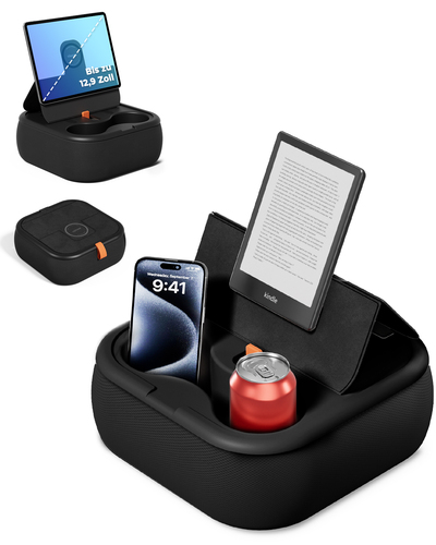 V-B5 Viozon Tablet Stand Pillow, Compatible with 4-13" Phone/Tablet, iPad, iPhone, Samsung,Kindle,Google, Magnetic Phone Stand for Desk, Kindle Pillow Stand for Bed with Cozy Fabric,and Two Cup Size Bowl.W